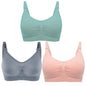 3-Pack Seamless Maternity Nursing Bras – Wireless Breathable Nursing Bra with Removable Pads & Front/Back Closure