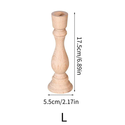 Handcrafted Unfinished Wooden Pillar Candle Holder Rustic Candlestick for Home Decor