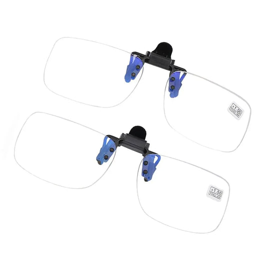 Flip-Up Clip-On Reading Glasses for Presbyopia, Rimless Ultra-Light Magnifiers +1.00 to +4.00
