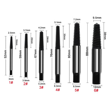 11-Piece Broken Screw Extractor Set – 5pc & 6pc Fine-Tooth Faucet Bolt Removal Kit, 52–88mm (2.05–3.46 in) High Carbon Steel