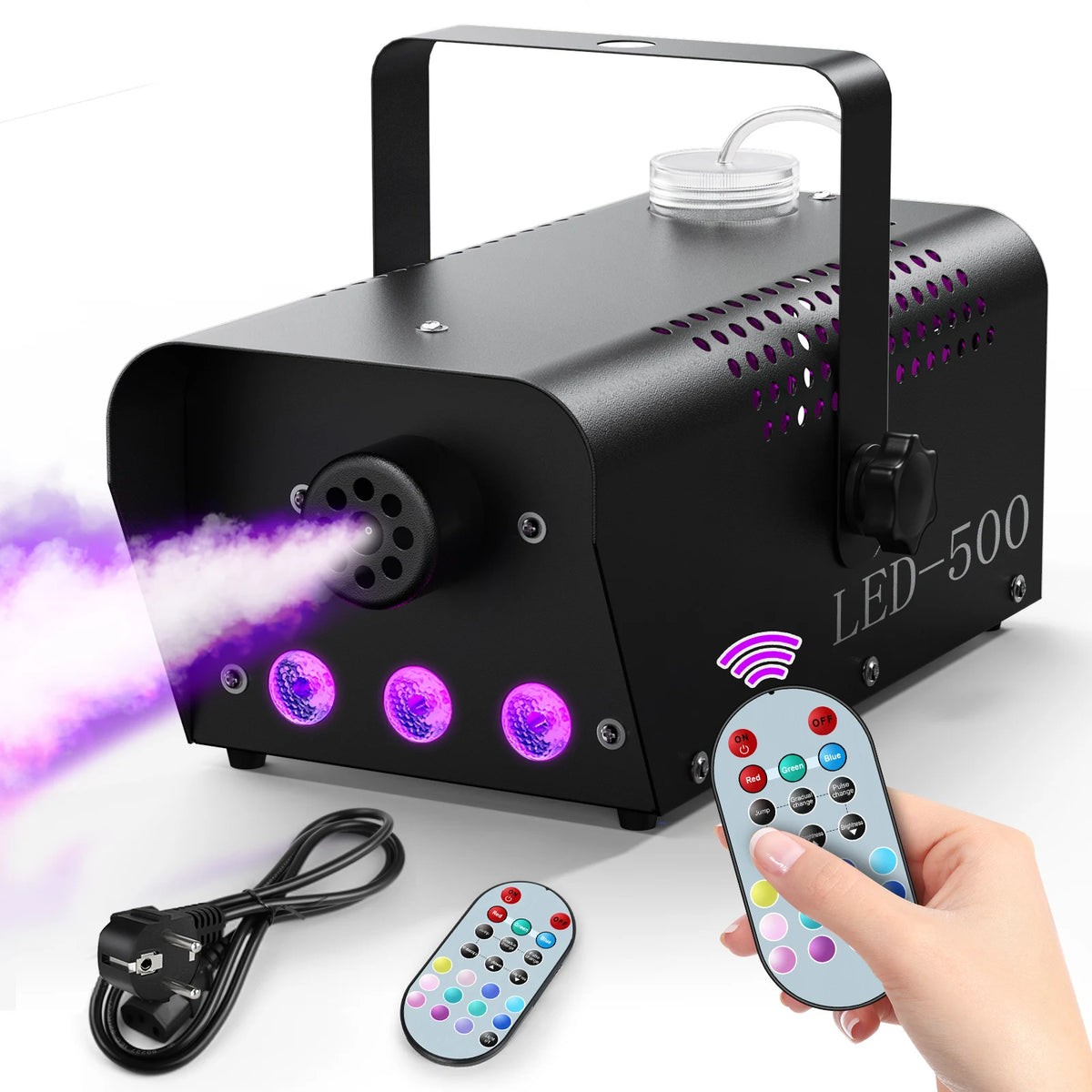 Fieryzeal 500W Fog Machine with RGB LED and Remote