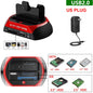10-in-1 Dual-Bay HDD Docking Station USB 3.0 (5Gbps) for 2.5"/3.5" HDD & SSD, TF/SD Card Reader with 12V 3A Adapter