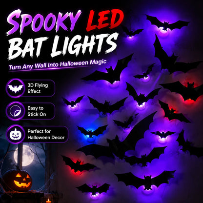 Halloween Bat Wall Light Decorations - 12 to 70 Piece Sets