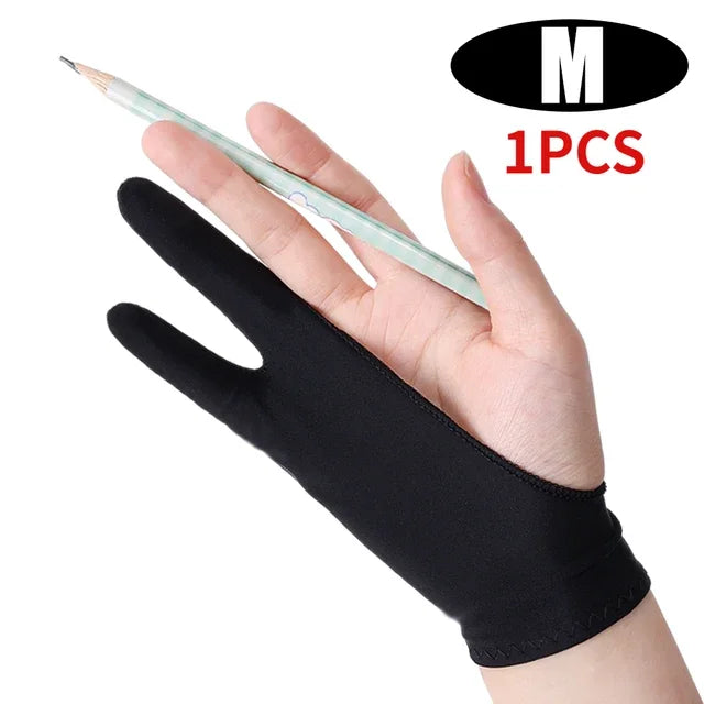 Two-Finger Artist Drawing Glove – Anti-Friction Palm Rejection for Graphics Tablets, iPad & Stylus