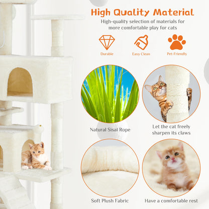 JHK 54-Inch Multi-Level Cat Tree with Sisal Scratch Posts