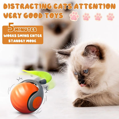 Interactive Speedy Tail Cat Ball Toy with Tail — USB Rechargeable, Dual-Speed Automatic Cat Toy
