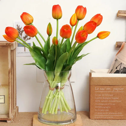 1PCHigh Quality Silicone Real Touch Five-headed Tulip Bouquet Wedding Home Decoration Indoor Artificial Flower Plant Living Room