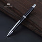 Push-Button Retractable Fountain Pen — Metal Body, Clip & Converter, EF/F Nib 0.5mm (0.02in) — Black/White