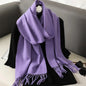 62-Color Winter Cashmere Scarf – Warm Tassel Pashmina Wrap for Women