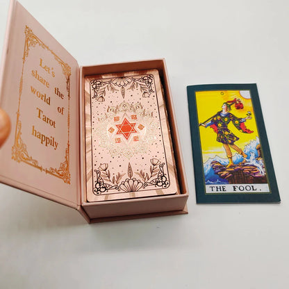 New Rider Waite Deck Gold Foil Tarot Cards Mysterious Board Game Terrific Divination Oracle With Exquisite Gift Box