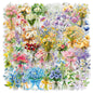 50/100PCS Bouquet Transparent PET Stickers Cartoon Plant Flower Waterproof Stationery box DIY Notebook Stickers