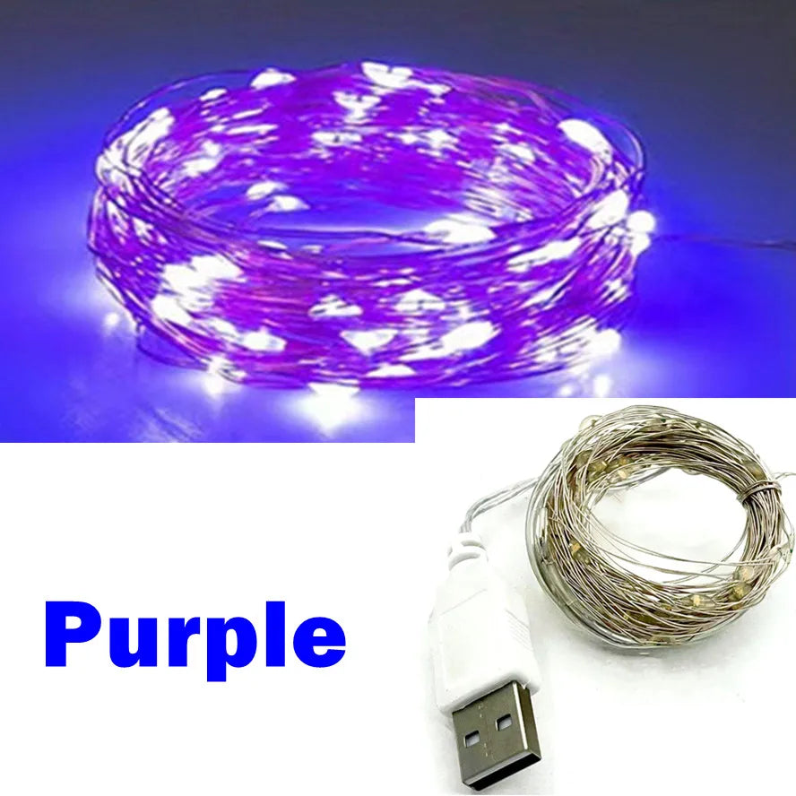 USB LED Copper & Silver Wire Fairy String Lights – Waterproof IP65, USB Powered, 2m/3m/5m/10m/20m, Warm White & Multicolor