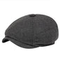 Retro Men’s Newsboy Cap – Classic Herringbone Octagonal Hat, British Style Flat Cap for Autumn & Winter, Vintage Painter Beret