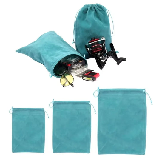 Fishing Reel Storage Bag - Portable Drawstring Reel Protect Pouch, 3 Sizes (15×20 / 17×23 / 20×25 cm | 5.9×7.9 / 6.7×9.1 / 7.9×9.8 in)