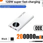 120W Fast Charging Power Bank – 50,000 / 100,000 / 200,000 mAh Portable Charger with Built-In Cable, USB-C & Dual USB, LED Display