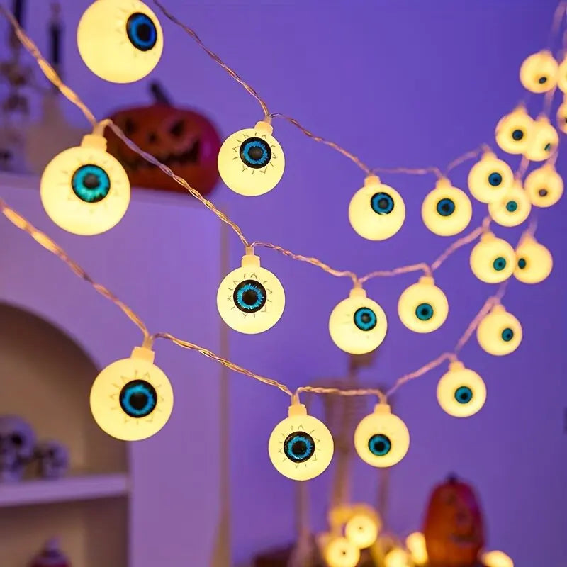 Halloween Eyeball LED String Lights, Battery Operated