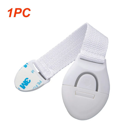 Child Safety Strap Locks — Adhesive No-Drill Cabinet & Drawer Latches, Adjustable, 1-Pack or 10-Pack
