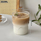 Vertical Striped Clear Glass Cup - Aesthetic Drinkware for Milk Tea, Coffee & Juice