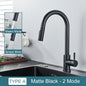 Black Pull-Out Kitchen Faucet Single-Handle Two-Function Deck-Mounted Mixer Hot and Cold