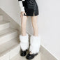 White Faux Fur Leg Warmers Y2K Goth Knee-High Boot Covers