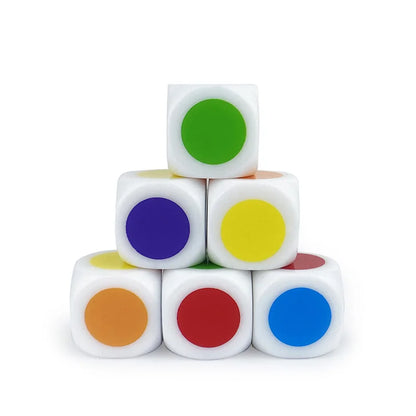 6-Pack 6-Sided Round Color Dice 16mm (0.63 in) Acrylic Puzzle Game
