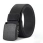 Adjustable Canvas Tactical Belt with Automatic Buckle – Non-Metal Outdoor Casual Belt (120–150 cm | 47–59 in)