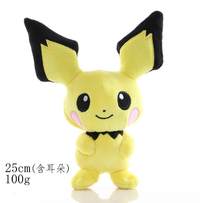 Pikachu & Friends 8 in (20 cm) Plush Stuffed Animal — Pikachu Charmander Squirtle Bulbasaur Eevee Scorbunny Gengar Snorlax Christmas Gift