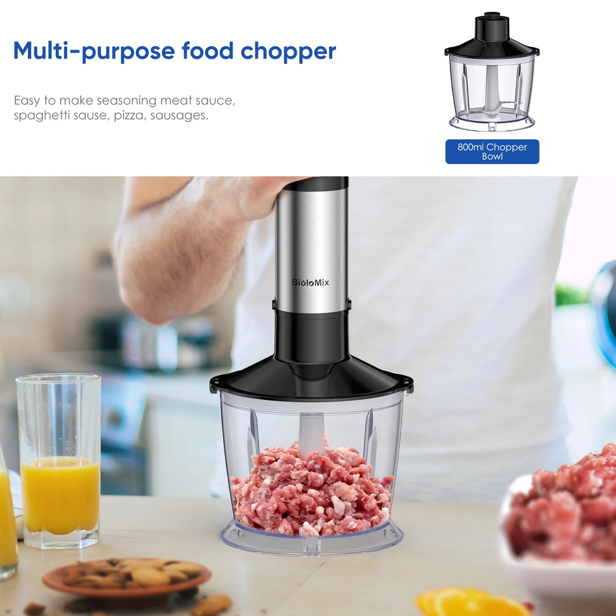 BioloMix HB-3315 5-in-1 Immersion Blender, 1500W