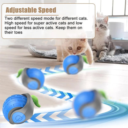 Automatic Rechargeable Cat Toy Ball — Motion-Activated Interactive Rolling Teaser with Plush Tail, USB-C