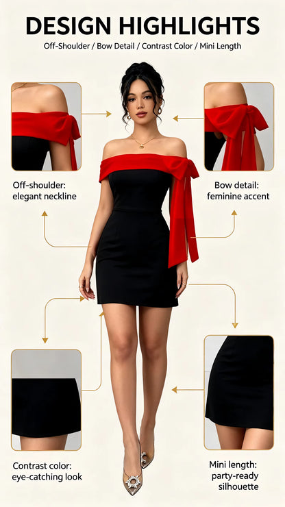 Women’s Black Lace Patchwork Midi Dress – Slash Neck, Slim Fit A-Line, Mid-Calf Length, All-Season Party & Evening Dress, Sizes S–XXL