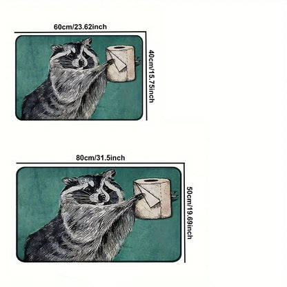 VIKAMA Gray Raccoon Tissue Carpet Cute Doormat Waterproof and Anti-fouling Outdoor Carpet Welcome Mat Rug For Bedroom Home Decor