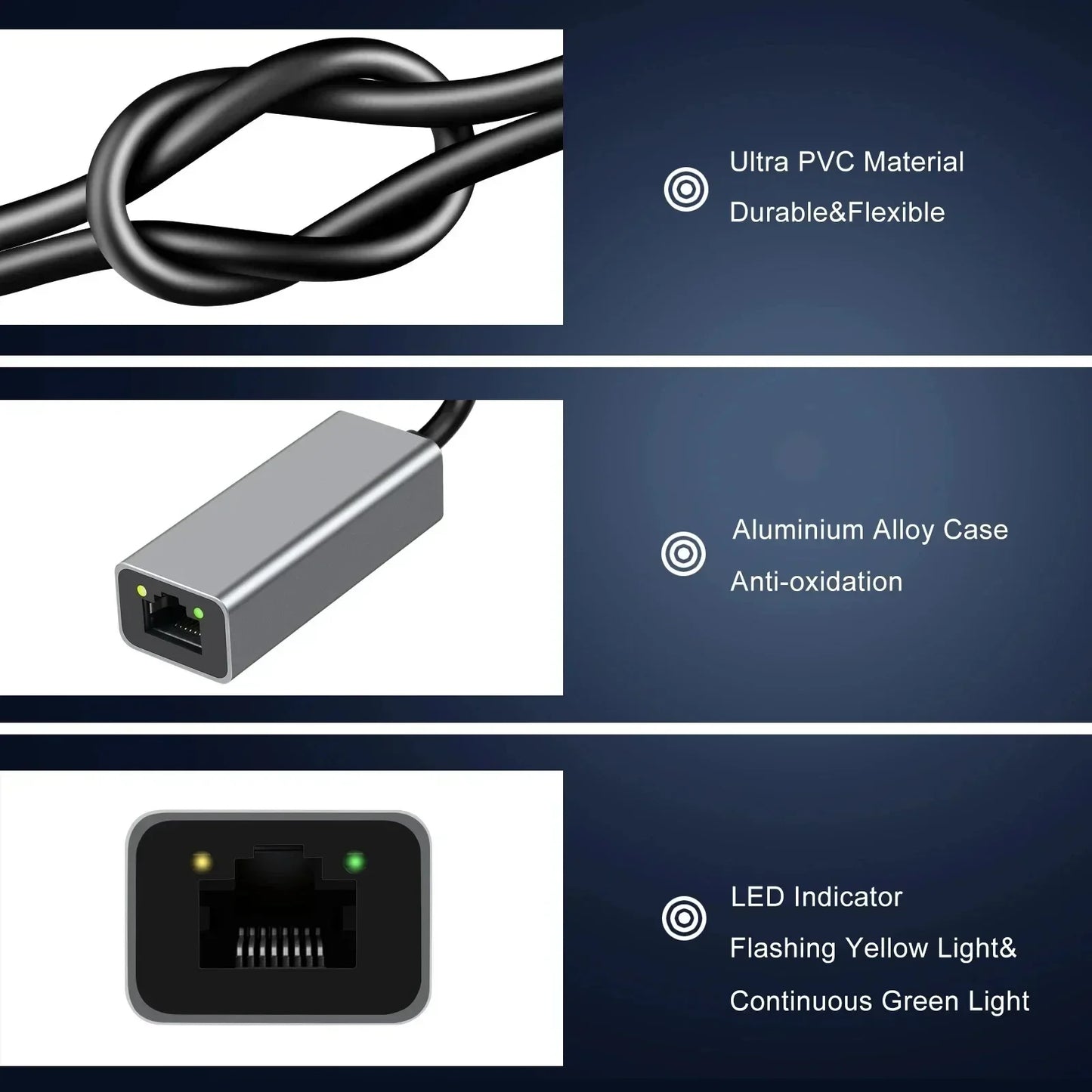 USB-C Gigabit Ethernet Adapter (USB 3.0) RJ45 Network Adapter - Plug & Play for MacBook, Windows, Linux, iPad, Android