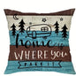 VIKAMA Camping Theme Pillowcase, Country-Style Decorative Cushion pillow Cover, For Sofas, RVs, Camping, Bedroom Home Decoration