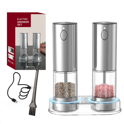 Automatic Electric Pepper & Salt Grinder – USB Rechargeable, Adjustable Coarseness, Ceramic Mill (Single or 2-Pack)