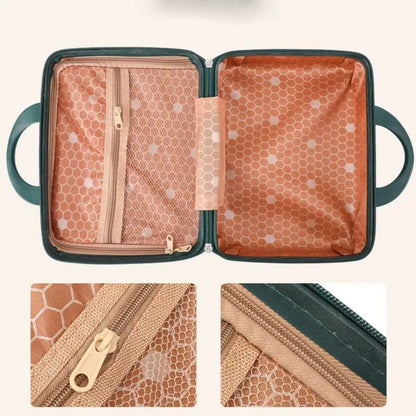 14-Inch Mini Travel Makeup Case — Hard Shell Cosmetic Organizer with Password Lock
