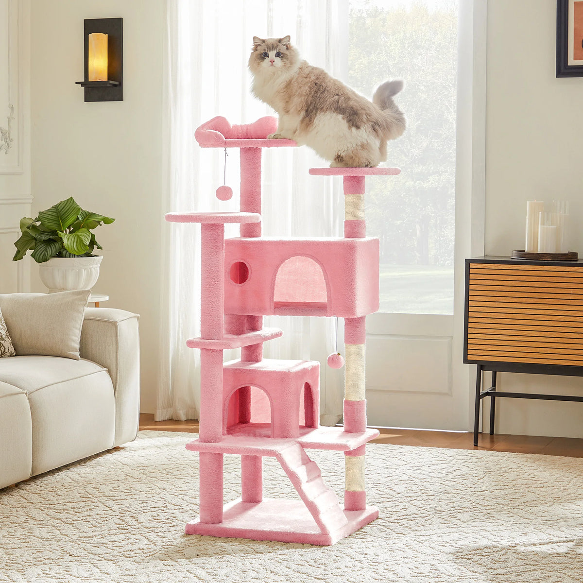JHK 54-Inch Multi-Level Cat Tree with Sisal Scratch Posts