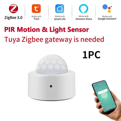 Zigbee PIR Motion Sensor & Light Detector - Smart Home Motion Sensor with Mobile App Control