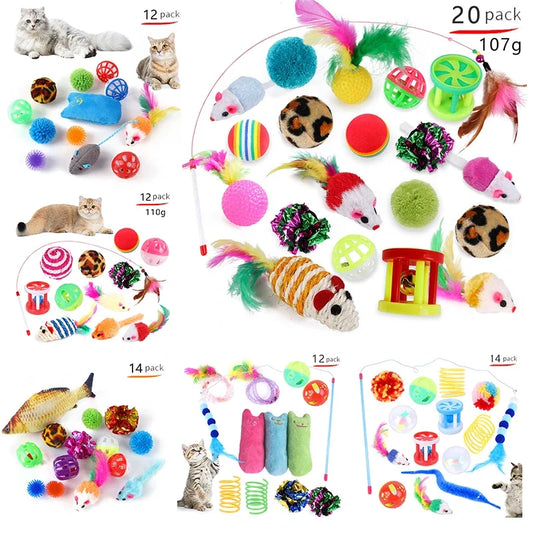 Foldable Cat Tunnel Play Tent with Mouse-Shaped Balls and Fish Simulation Toys for Kittens