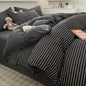 Nordic Plaid Washed Cotton Bedding Set - Duvet Cover + Pillowcases & Flat Sheet - Twin/Full/Queen/King