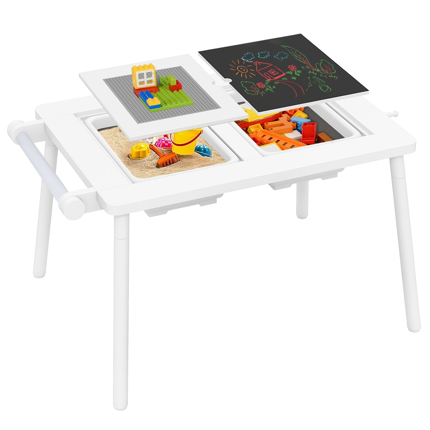 Sensory Table and Chair Set for Kids 2-8 with Foldable Bins