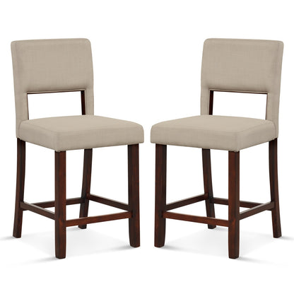 2 Piece Bar Chair Set with Hollowed Back and Rubber Wood Legs
