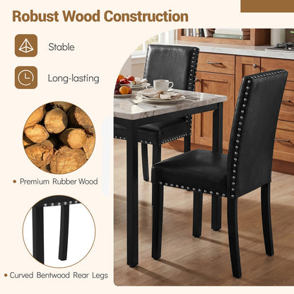 Set of 4 Dining Chairs with Solid Rubber and Wood Legs