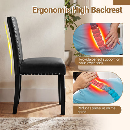 Set of 4 Dining Chairs with Solid Rubber and Wood Legs