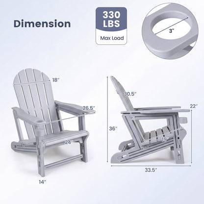 HDPE Adirondack Chairs Set of 2 with Cup Holders