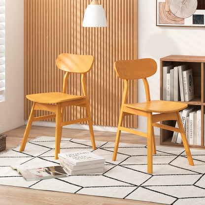 Set of 2 Modern Dining Chairs with Curved Backrest and Seat