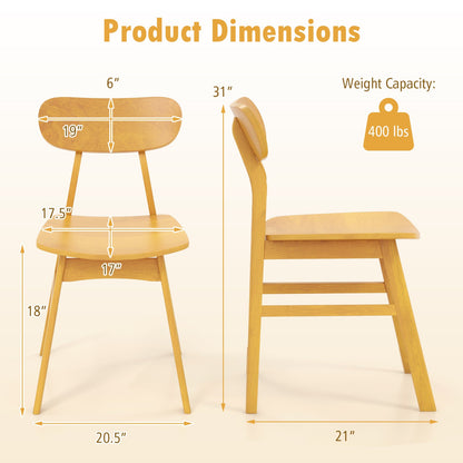 Set of 2 Modern Dining Chairs with Curved Backrest and Seat