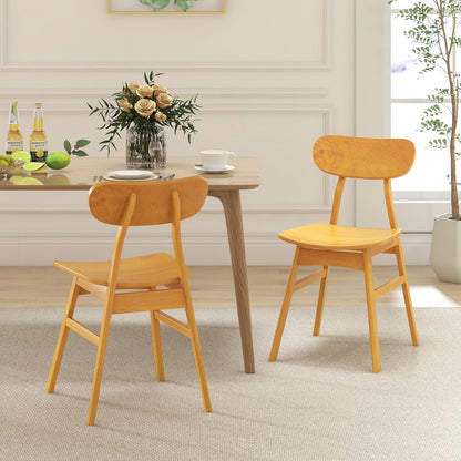 Set of 2 Modern Dining Chairs with Curved Backrest and Seat