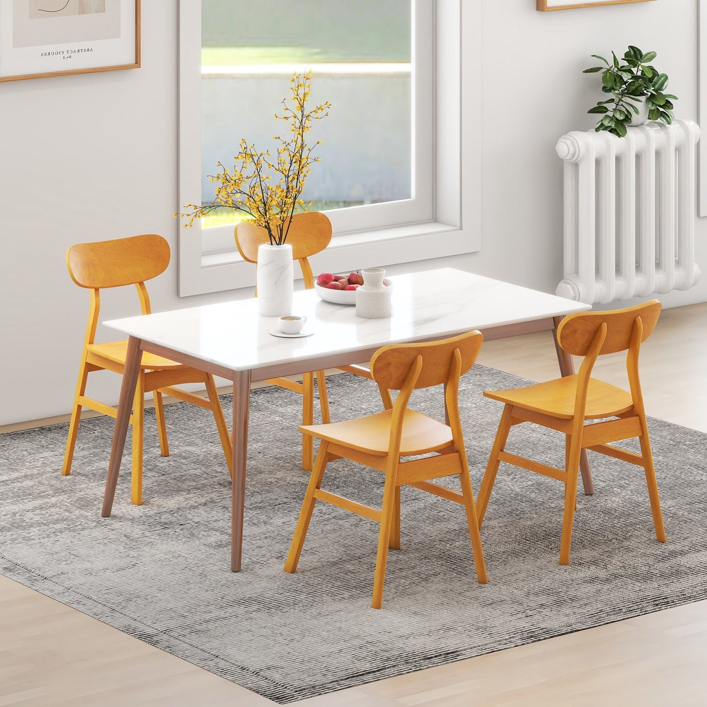 Set of 2 Modern Dining Chairs with Curved Backrest and Seat