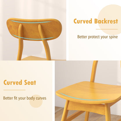 Set of 2 Modern Dining Chairs with Curved Backrest and Seat