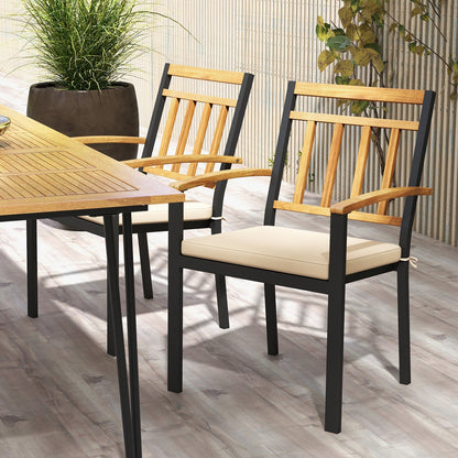 Set of 2 Patio Dining Chairs with Removable Padded Cushions